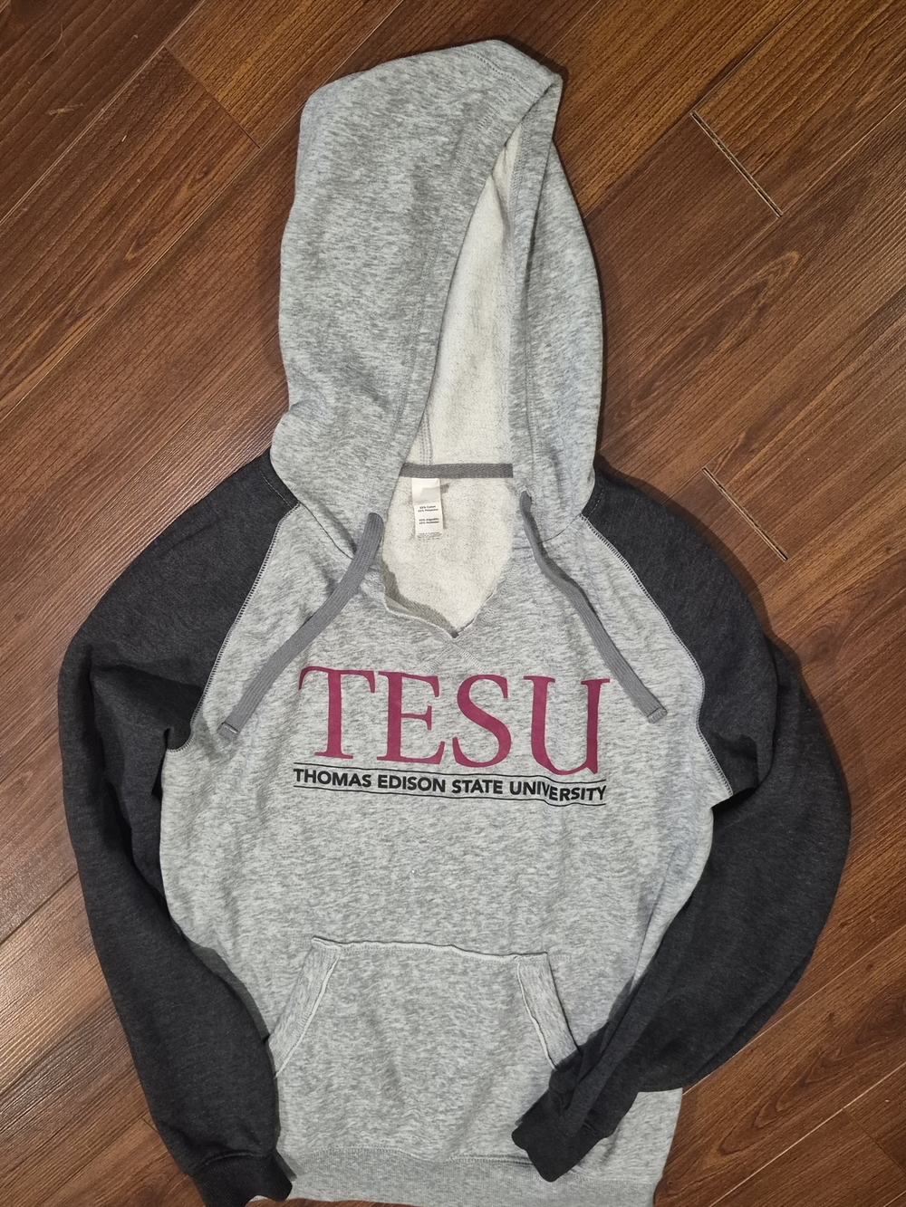 District Two-Tone Gray TESU Thomas Edison State University Hooded Sweatshirt